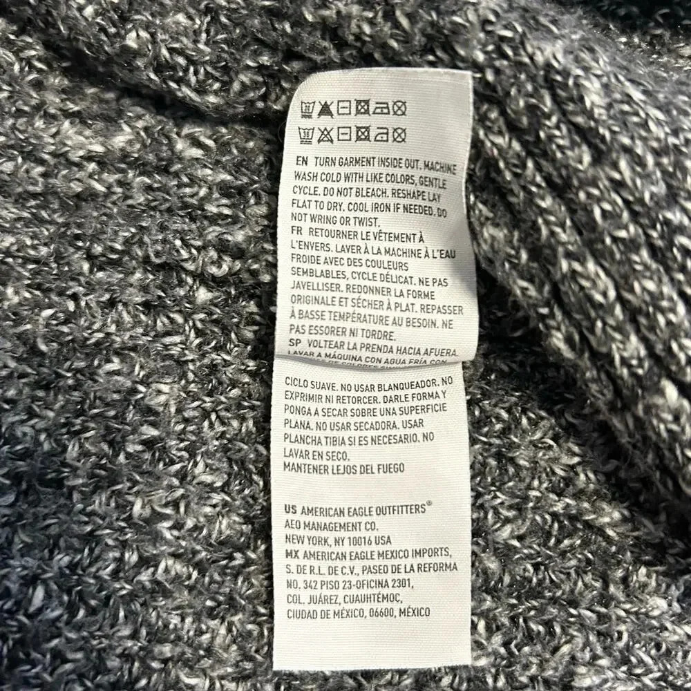 American Eagle Open Front Cardigan Sweater Size XS/Small Gray White Pockets Cozy - Picture 7 of 7
